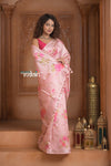 Festive Edit! Ganga Ghat ~ Handloom Pure Silk Saree with Digital Print in Light Pink (Silk Mark Certified) - verymuchindian.com