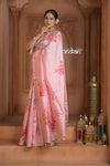 Festive Edit! Ganga Ghat ~ Handloom Pure Silk Saree with Digital Print in Pastel Pink (Silk Mark Certified ) - verymuchindian.com