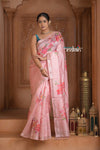 Festive Edit! Ganga Ghat ~ Handloom Pure Silk Saree with Digital Print in Pastel Pink (Silk Mark Certified ) - verymuchindian.com