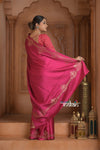 Festive Edit! Ganga Ghat ~ Handloom Pure Silk Satin Saree in Blush Pink (Silk Mark Certified) - verymuchindian.com