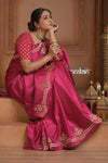 Festive Edit! Ganga Ghat ~ Handloom Pure Silk Satin Saree in Blush Pink (Silk Mark Certified) - verymuchindian.com
