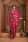 Festive Edit! Ganga Ghat ~ Handloom Pure Silk Satin Saree in Blush Pink (Silk Mark Certified) - verymuchindian.com