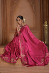Festive Edit! Ganga Ghat ~ Handloom Pure Silk Satin Saree in Blush Pink (Silk Mark Certified) - verymuchindian.com