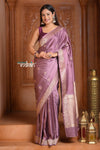 Festive Edit! Ganga Ghat ~ Handloom Pure Silk Satin Saree in Petal Pink (Silk Mark Certified) - verymuchindian.com