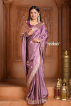Festive Edit! Ganga Ghat ~ Handloom Pure Silk Satin Saree in Petal Pink (Silk Mark Certified) - verymuchindian.com