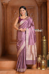 Festive Edit! Ganga Ghat ~ Handloom Pure Silk Satin Saree in Petal Pink (Silk Mark Certified) - verymuchindian.com