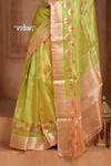Festive Edit! Ganga Ghat ~ Handloom Pure Silk Tussar Kota Saree in Pastel Yellow ( Silk Mark Certified ) - verymuchindian.com