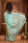 Festive Edit! Ganga Ghat ~ Handloom Pure Silk Tussar Kota Saree in Sea Blue (Silk Mark Certified) - verymuchindian.com