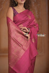 Festive Edit! Ganga Ghat ~ Handloom Pure Silk Tussar Saree in Rose Pink (Silk Mark Certified) - verymuchindian.com