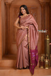 Festive Edit! Ganga Ghat ~ Handloom Pure Silk Tussar Saree in Rusty Rose (Silk Mark Certified) - verymuchindian.com