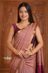 Festive Edit! Ganga Ghat ~ Handloom Pure Silk Tussar Saree in Rusty Rose (Silk Mark Certified) - verymuchindian.com