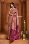 Festive Edit! Ganga Ghat ~ Handloom Pure Silk Tussar Saree in Rusty Rose (Silk Mark Certified) - verymuchindian.com