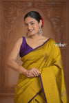 Festive Edit! Ganga Ghat ~ Handloom Pure Silk Tussar Saree in Yellow (Silk Mark Certified) - verymuchindian.com