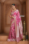 Festive Edit! Ganga Ghat ~ Handloom Tussar Tissue Silk Saree with Blush Pink (Silk Mark Certified) - verymuchindian.com