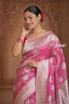 Festive Edit! Ganga Ghat ~ Handloom Tussar Tissue Silk Saree with Blush Pink (Silk Mark Certified) - verymuchindian.com