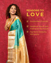 Gadwal Pure Silk Handloom Saree in Sea Green with Yellow Border (Limited Edition) - verymuchindian.com