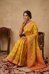 Ganga Ghat ~ Banarasi Handloom Khaddi Georgette Saree In Yellow - verymuchindian.com