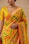 Ganga Ghat ~ Banarasi Handloom Khaddi Georgette Saree In Yellow - verymuchindian.com