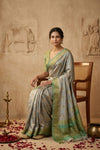 Ganga Ghat ~ Banarasi Handloom Pure Chiniya Silk In LIght Green - verymuchindian.com