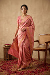 Ganga Ghat ~ Banarasi Handloom Pure Chiniya Silk In Pink - verymuchindian.com