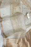 Ganga Ghat ~ Banarasi Handwoven Pure Silk Banarasi Organza Saree in Off White - verymuchindian.com