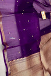 Ganga Ghat ~ Banarasi Handwoven Pure Silk Banarasi Organza Saree in Purple - verymuchindian.com