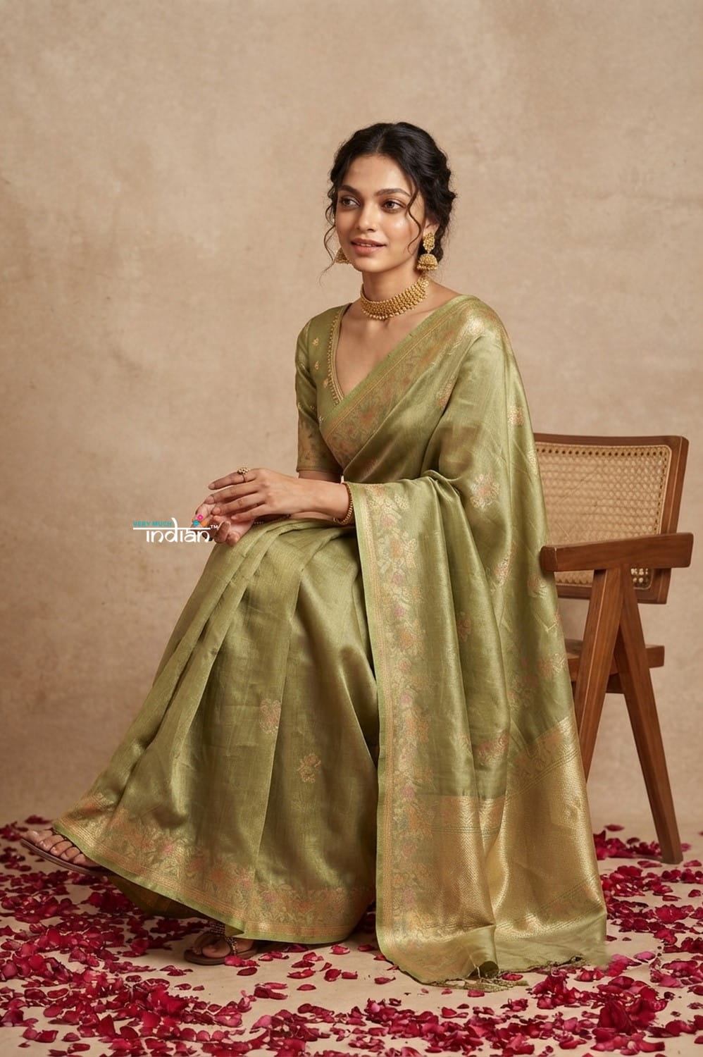 Ganga Ghat ~ Banarasi Handwoven Pure Soft Katan Silk Saree In Cyan Green - verymuchindian.com