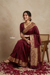 Ganga Ghat ~ Banarasi Handwoven Pure Soft Katan Silk Saree In Royal Red - verymuchindian.com