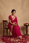 Ganga Ghat ~ Banarasi Handwoven Soft Katan Silk Saree In Rani Pink - verymuchindian.com