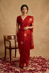 Ganga Ghat ~ Banarasi Pure Katan silk Saree In Crimson Red - verymuchindian.com