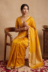 Ganga Ghat ~ Banarasi Pure Katan Silk Saree in Mustard Yellow - verymuchindian.com