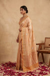 Ganga Ghat ~ Banarasi Pure Katan silk Saree In Peach Pastel - verymuchindian.com