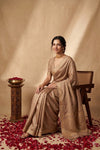 Ganga Ghat ~ Banarasi Pure Katan Silk Saree in Taupe Brown - verymuchindian.com