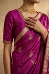 Ganga Ghat ~ Banarasi Pure Raw Silk Saree in Magenta with Traditional Gold Zari - verymuchindian.com