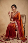 Ganga Ghat ~ Banarasi Pure Tissue Silk Saree with Elegant Zari Border In Dual-Tone Mustard and Brown - verymuchindian.com