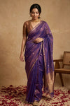 Ganga Ghat ~ Handwoven Banarasi Tissue Silk Saree In Dual Tone Purple - verymuchindian.com