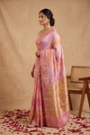 Ganga Ghat ~ Handwoven Pure Banarasi Katan Silk Saree in Rangkath Pastel Multicolor - verymuchindian.com