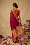 Ganga Ghat ~ Pure Banarasi Organza Silk Saree in Maroon - verymuchindian.com