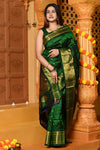 Gaurangi Chandrakor ~ Handloom Pure Silk Maharani Paithani with Majestic Maharani Pallu in Royal Green - verymuchindian.com
