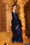 Gaurangi ~ Garbhreshmi Handloom Cotton Silk Saree with Golden Border in Exclusive Violet - verymuchindian.com