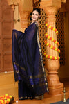 Gaurangi ~ Garbhreshmi Handloom Cotton Silk Saree with Golden Border in Exclusive Violet - verymuchindian.com