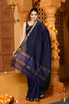 Gaurangi ~ Garbhreshmi Handloom Cotton Silk Saree with Golden Border in Exclusive Violet - verymuchindian.com