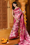 Gaurangi - Garden of Heritage – Handloom All Over Pure Silk Paithani Saree with Floral Handwork in Soft Pink - verymuchindian.com
