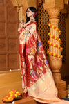 Gaurangi - Garden of Heritage – Handloom All Over Pure Silk Paithani Saree with Floral Handwork in Zari Yellow - verymuchindian.com