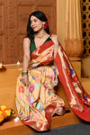 Gaurangi - Garden of Heritage – Handloom All Over Pure Silk Paithani Saree with Floral Handwork in Zari Yellow - verymuchindian.com