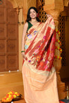 Gaurangi - Garden of Heritage – Handloom All Over Pure Silk Paithani Saree with Floral Handwork in Zari Yellow - verymuchindian.com