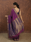 Gaurangi~ Handloom Cotton Silk Saree in Royal Purple with Elegant Silver Zari Border & Pallu - verymuchindian.com