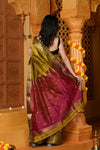 Gaurangi ~ Handloom Cotton Silk Saree with Golden Border in Exclusive Lemon Yellow with Red Pallu - verymuchindian.com