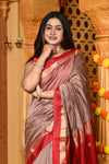 Gaurangi ~ Handloom Cotton Silk Saree with Golden Border in Exclusive Slake with Red - verymuchindian.com
