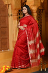 Gaurangi ~ Handloom Cotton Silk Saree with Sleek Designer Border in Red - verymuchindian.com